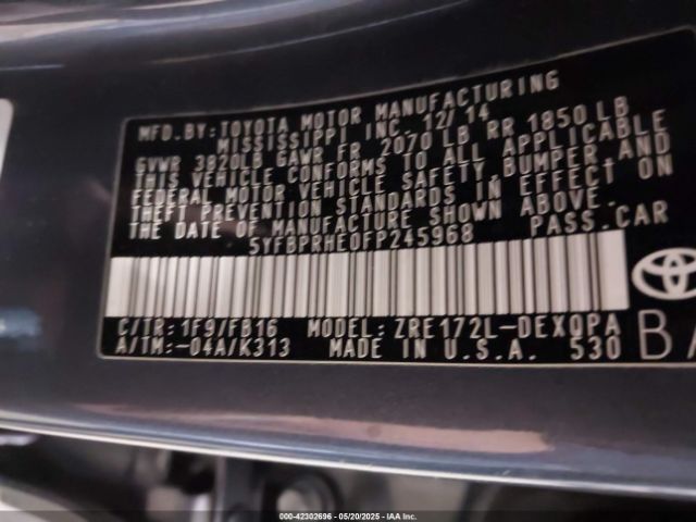 5YFBPRHE0FP245968 Toyota Corolla Le Eco