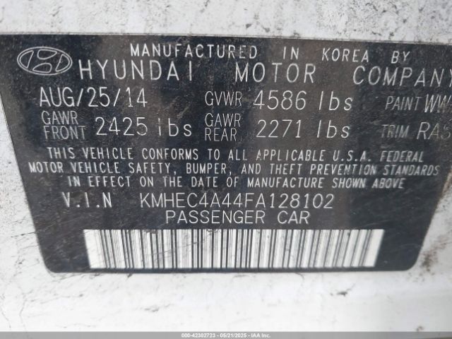 KMHEC4A44FA128102 Hyundai Sonata Hybrid Limited