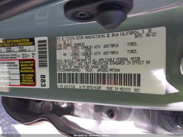 3TMCZ5AN0NM509861 Toyota 2gr-fks