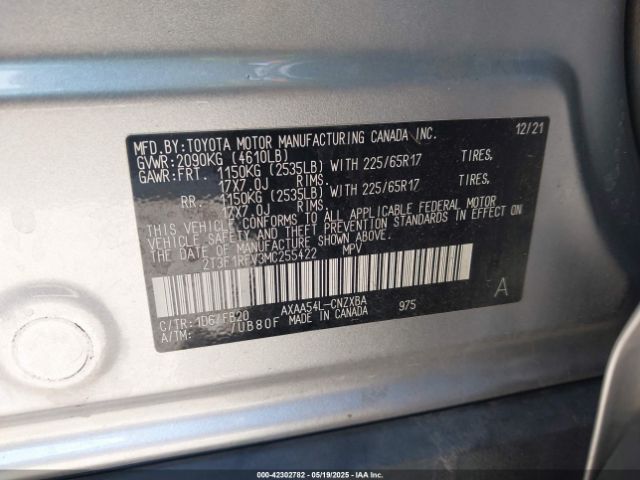 2T3F1RFV3MC255422 Toyota RAV4 LE