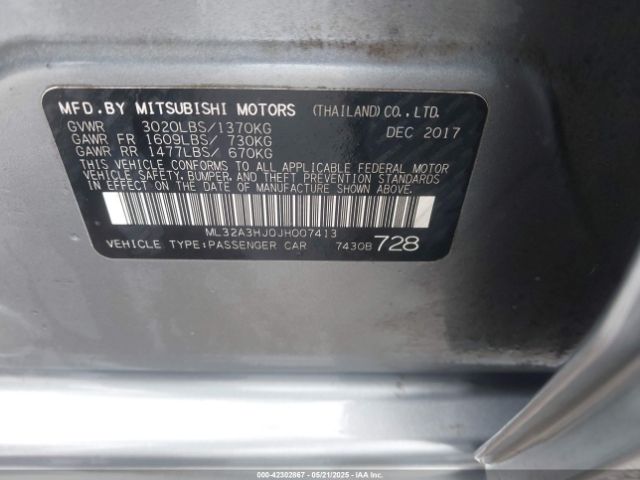 ML32A3HJ0JH007413 Mitsubishi MIRAGE ES