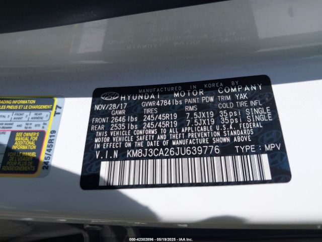 KM8J3CA26JU639776 Hyundai Tucson Value