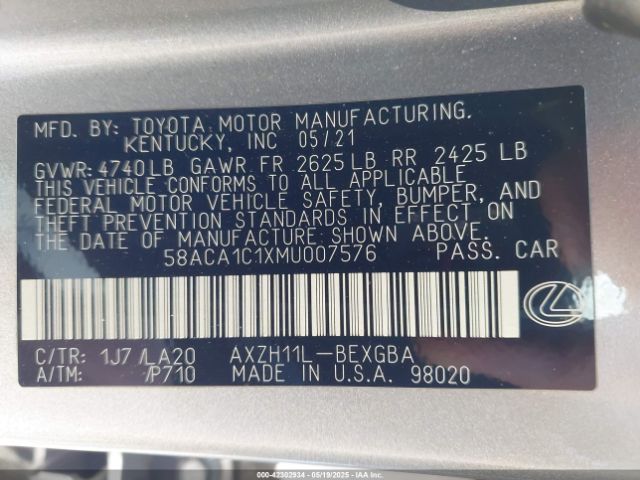 2021 LEXUS ES 300H 58ACA1C1XMU007576 Photo 8