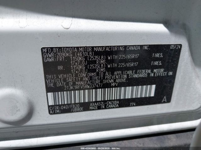 2T3K1RFV5RW337477 Toyota RAV4 LE