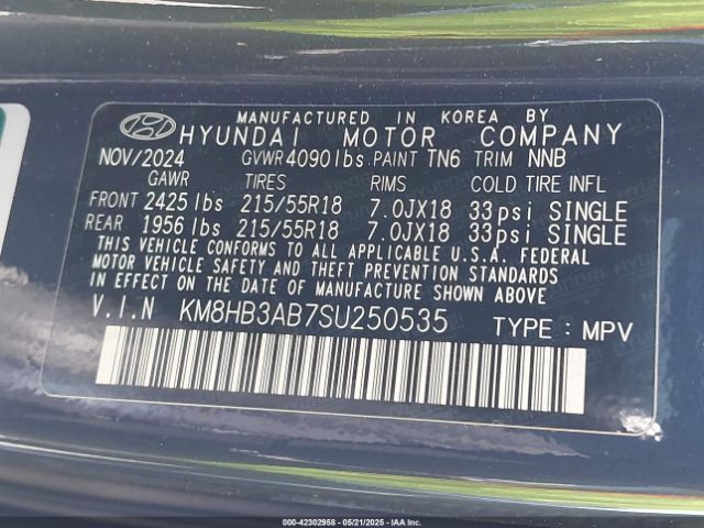 KM8HB3AB7SU250535 Hyundai Kona Sel