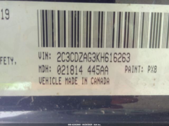 2019 DODGE CHALLENGER 2C3CDZAG3KH616263 Photo 8