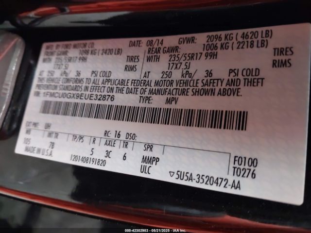 1FMCU0GX9EUE32876 Ford ESCAPE SE