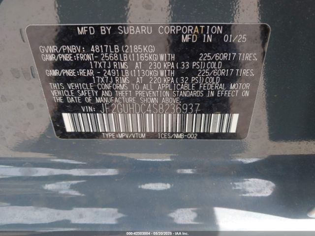 JF2GUHDC4S8236937 Subaru Crosstrek Premium