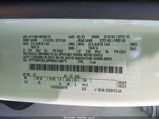 1FTVW1EL0PWG13871 Ford 2023