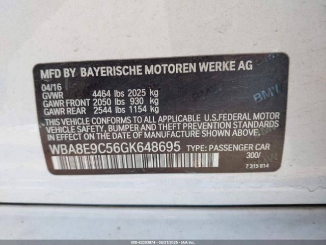 2016 BMW 328I WBA8E9C56GK648695 Photo 8
