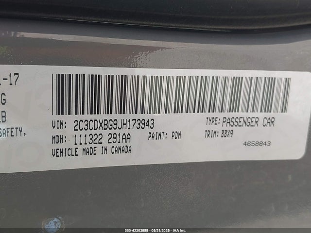 2C3CDXBG9JH173943 Dodge Charger