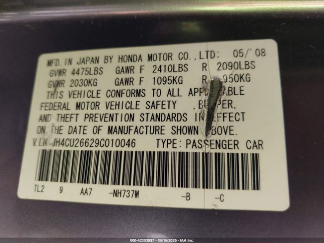 2009 ACURA TSX JH4CU26629C010046 Photo 8