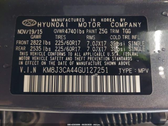 2016 HYUNDAI TUCSON KM8J3CA44GU127251 Photo 8