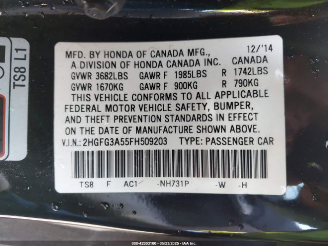 2HGFG3A55FH509203 Honda Civic Lx