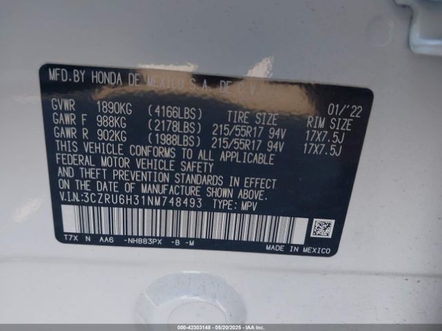 2022 HONDA HR-V 3CZRU6H31NM748493 Photo 8