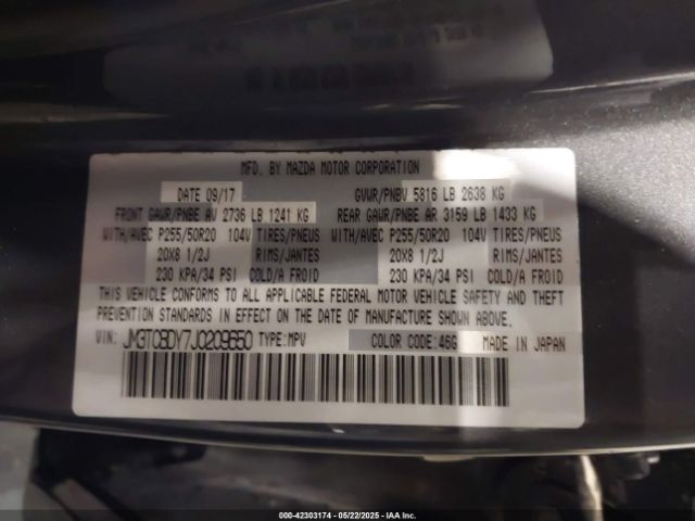 JM3TCBDY7J0209650 Mazda Cx-9 Grand Touring