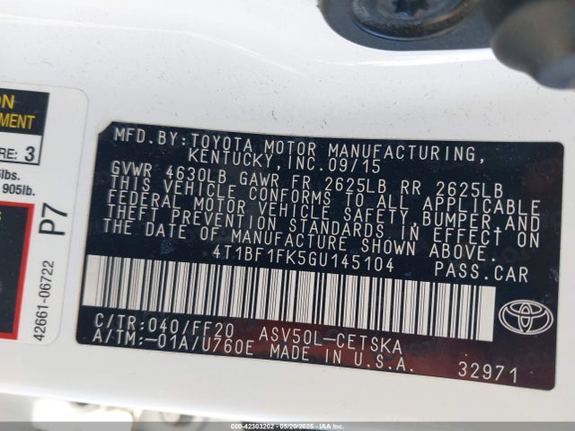 4T1BF1FK5GU145104 Toyota CAMRY SE