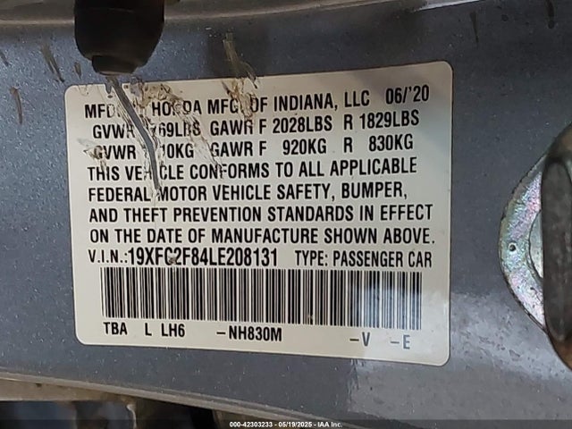 19XFC2F84LE208131 Honda k20c2