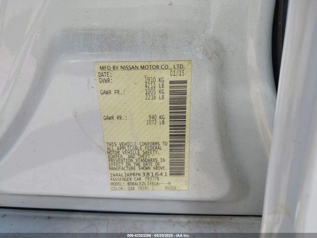 1N4AL3AP8FN381641 Nissan Altima 2.5 S