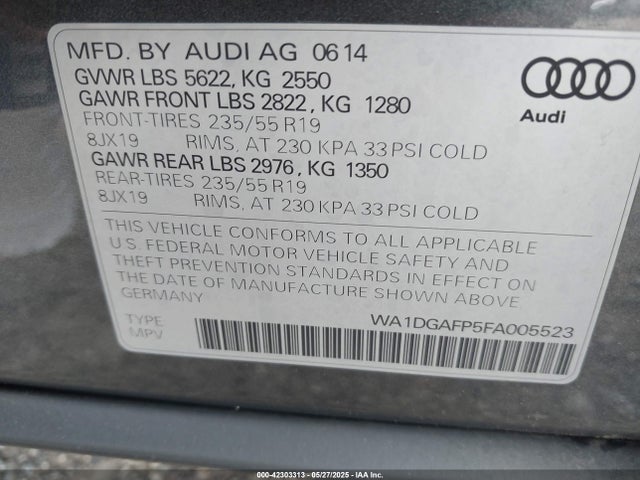 WA1DGAFP5FA005523 Audi 2015