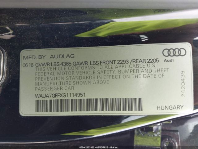 2016 AUDI A3 WAUA7GFFXG1114951 Photo 8
