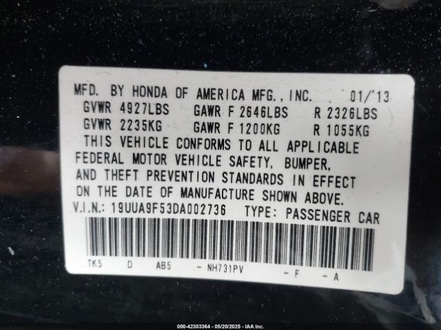 2013 ACURA TL 19UUA9F53DA002736 Photo 8