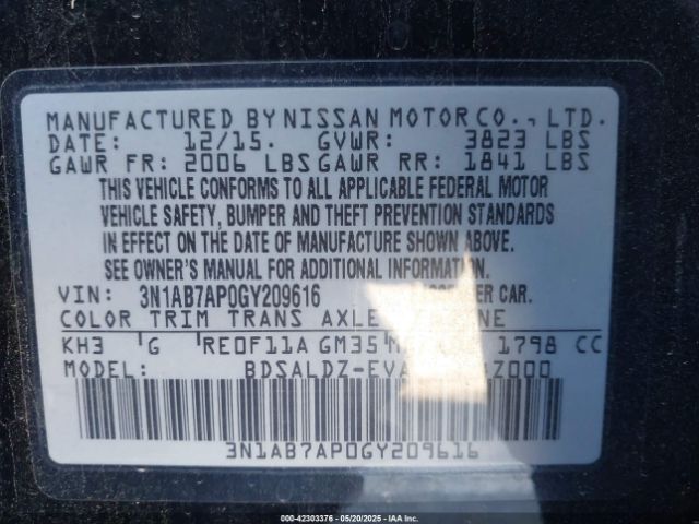 3N1AB7AP0GY209616 Nissan 2016