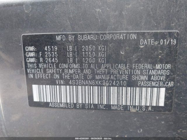 4S3BNAN6XK3024210 Subaru u5