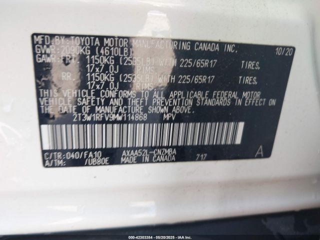 2021 TOYOTA RAV4 2T3W1RFV9MW114868 Photo 8