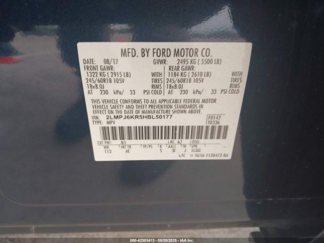 2LMPJ6KR5HBL50177 Lincoln Mkx Select
