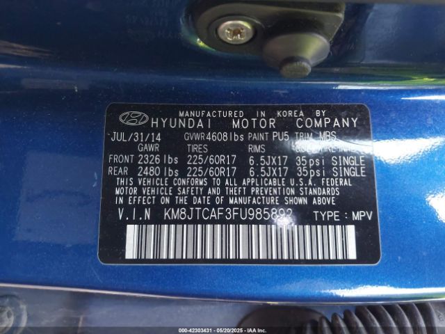 KM8JTCAF3FU985892 Hyundai TUCSON GLS