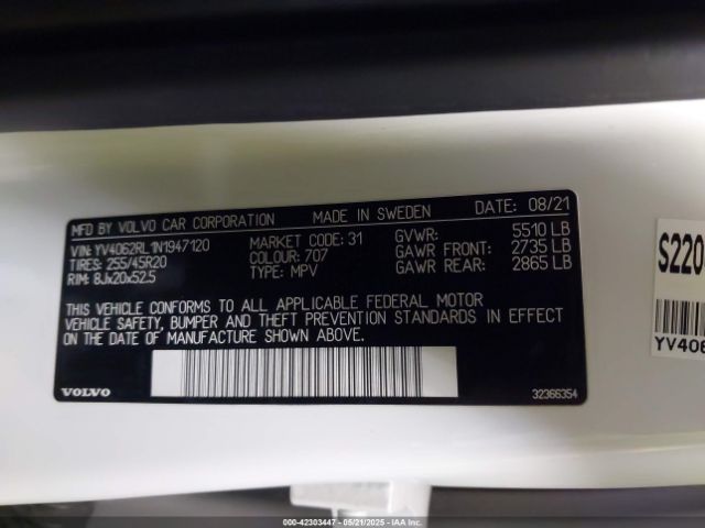 2022 VOLVO XC60 YV4062RL1N1947120 Photo 8