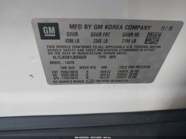 2020 CHEVROLET TRAX KL7CJKSB1LB056829 Photo 8