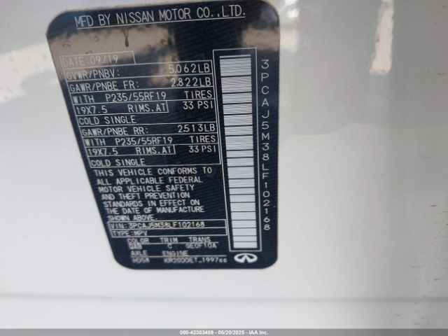 3PCAJ5M38LF102168 Infiniti Qx50 Luxe Awd