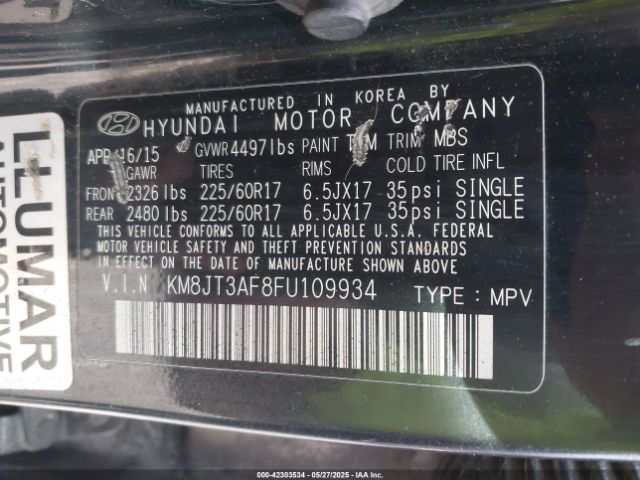 KM8JT3AF8FU109934 Hyundai TUCSON GLS