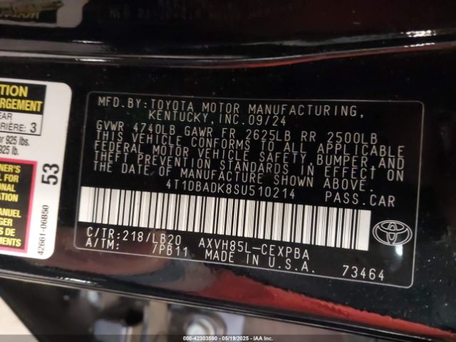 2025 TOYOTA CAMRY 4T1DBADK8SU510214 Photo 8