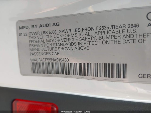 2022 AUDI A5 SPORTBACK WAUFACF55NA019430 Photo 8
