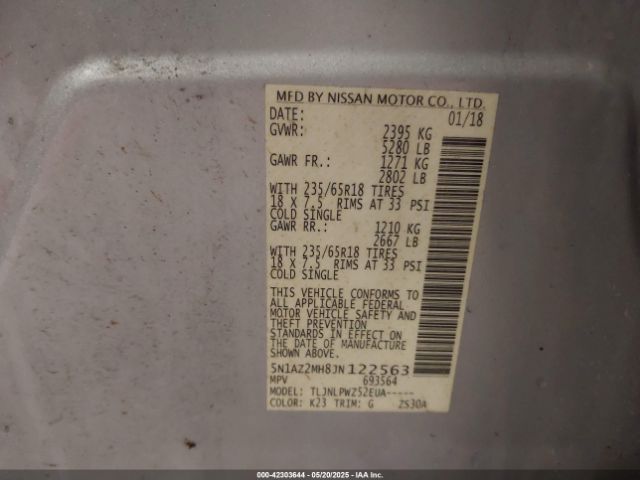 2018 NISSAN MURANO 5N1AZ2MH8JN122563 Photo 8
