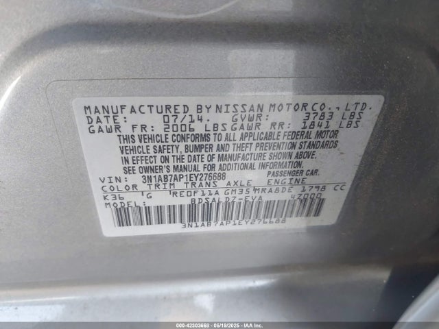 3N1AB7AP1EY276688 Nissan SENTRA SV