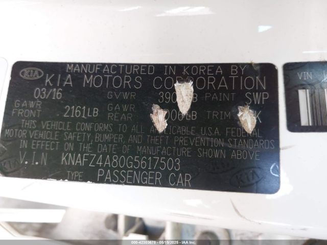 KNAFZ4A80G5617503 KIA FORTE EX