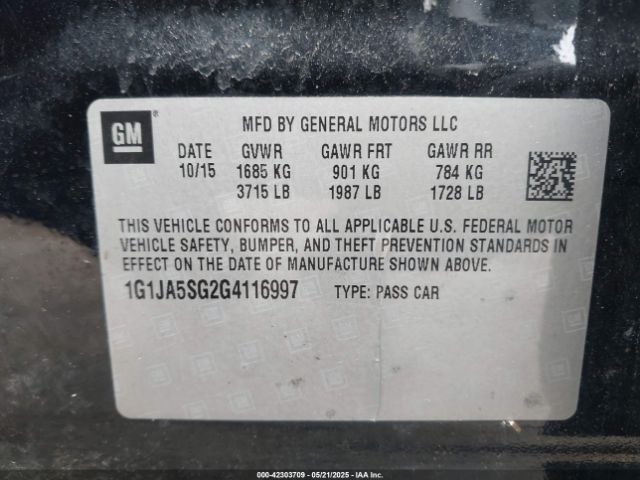 1G1JA5SG2G4116997 Chevrolet Sonic Ls Auto