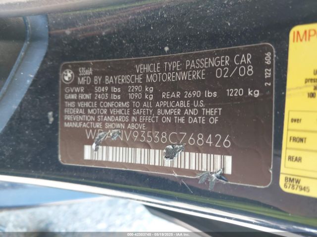 2008 BMW 535XI WBANV93538CZ68426 Photo 8