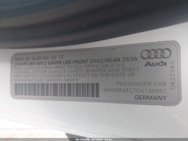 2012 AUDI A6 WAUDFAFC7CN130997 Photo 8