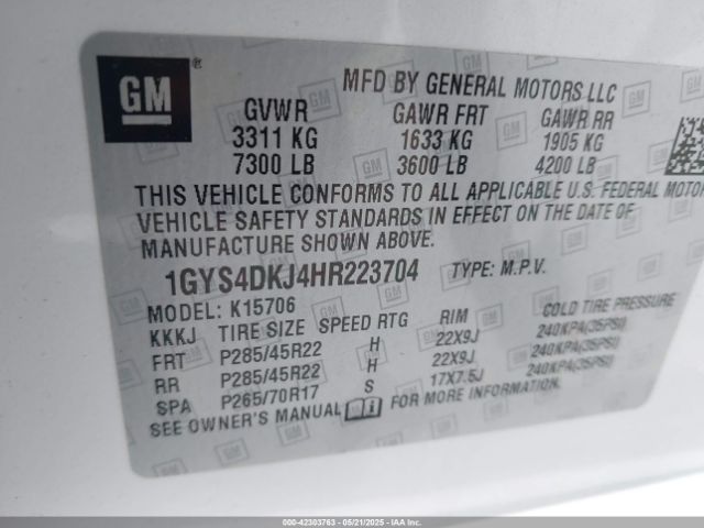 1GYS4DKJ4HR223704 Cadillac Escalade Platinum