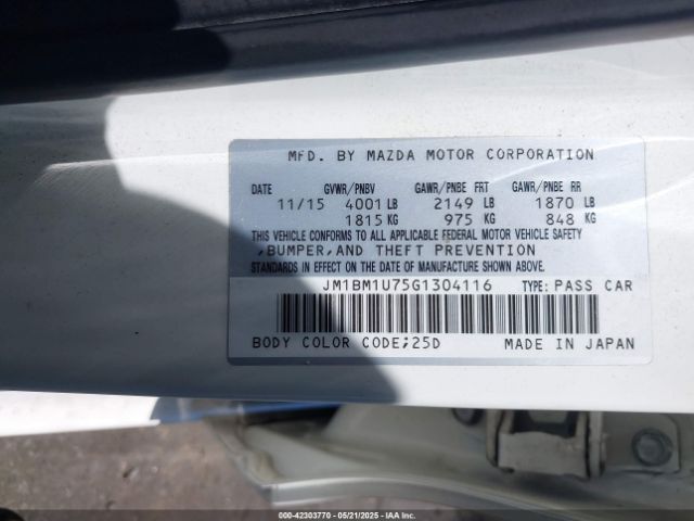 JM1BM1U75G1304116 Mazda Mazda3 I Sport