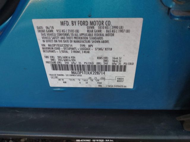 2018 FORD ECOSPORT MAJ3P1TEXJC228714 Photo 8