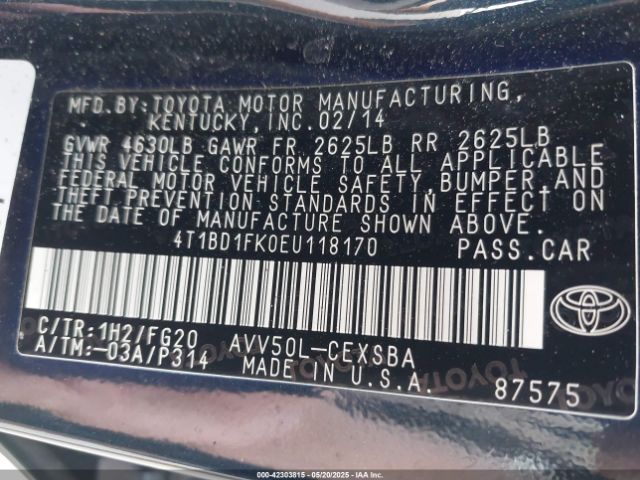 4T1BD1FK0EU118170 Toyota Camry Hybrid Se Limited Edition