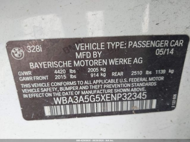 2014 BMW 328I WBA3A5G5XENP32345 Photo 8