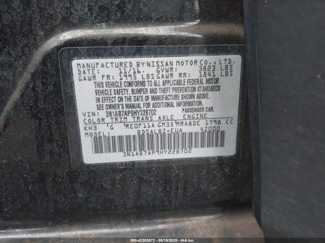 3N1AB7AP9HY228702 Nissan 2017