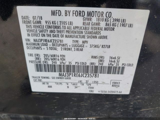 2018 FORD ECOSPORT MAJ3P1RE6JC235781 Photo 8
